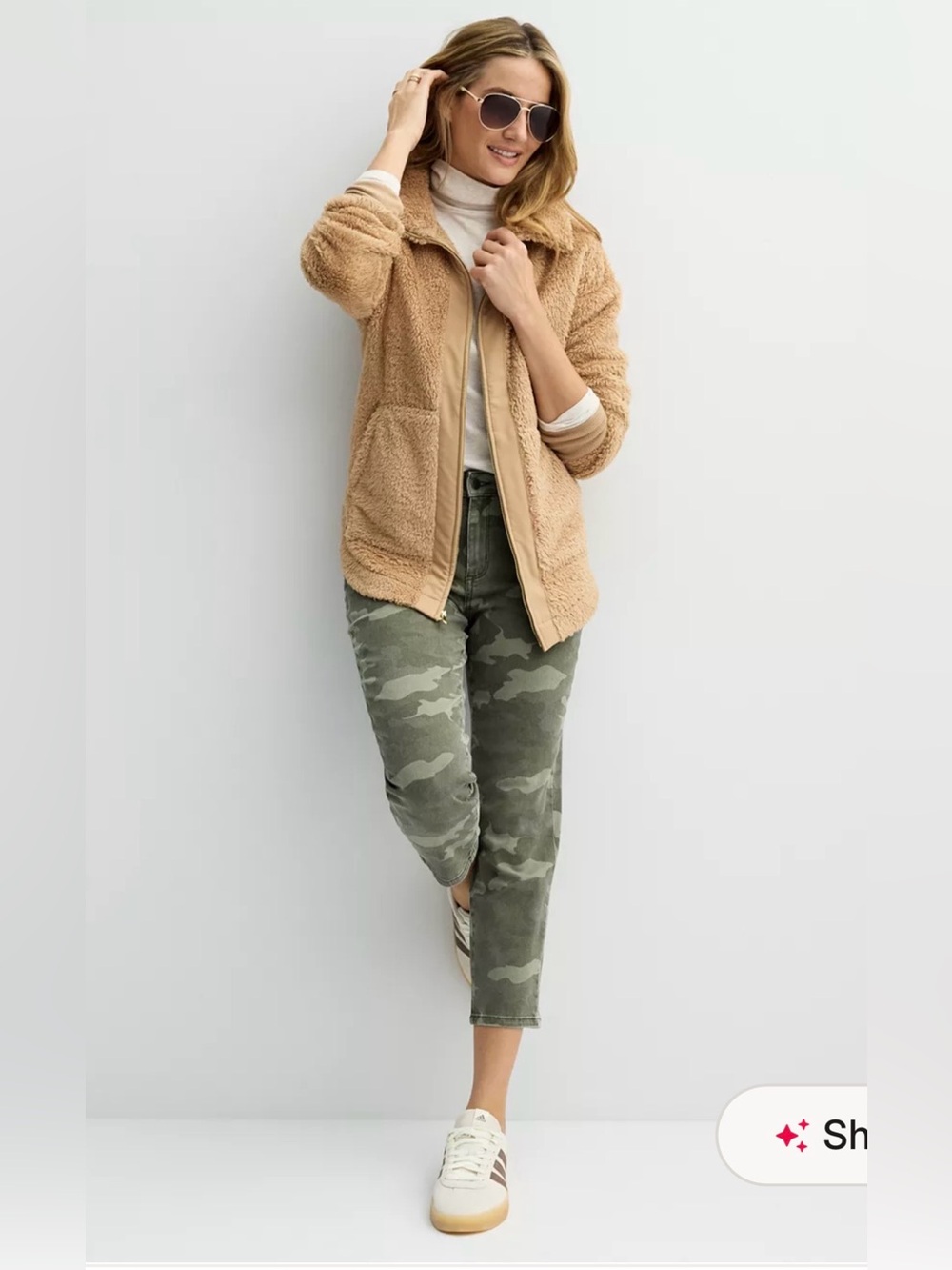 Cozy Tan Teddy Zip-Up Jacket Sonoma Brand NWT Size Small